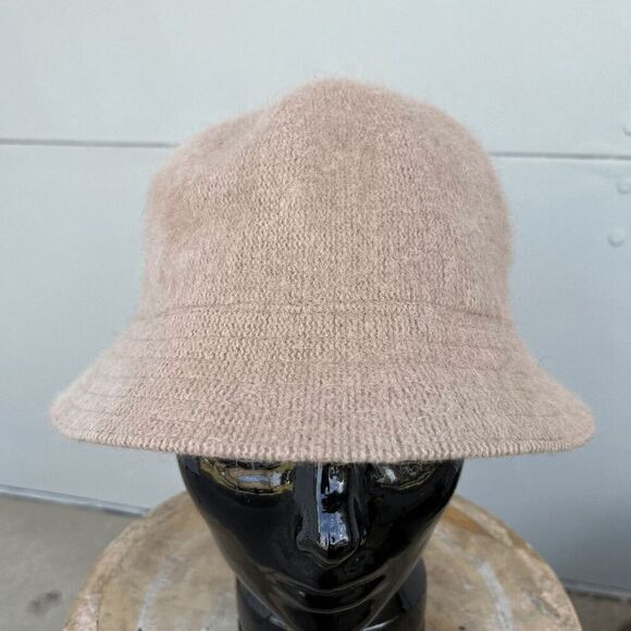 Vintage Beige Angora Wool Blend Bucket Hat, Soft Cozy Minimalist Style - Picture 2 of 7